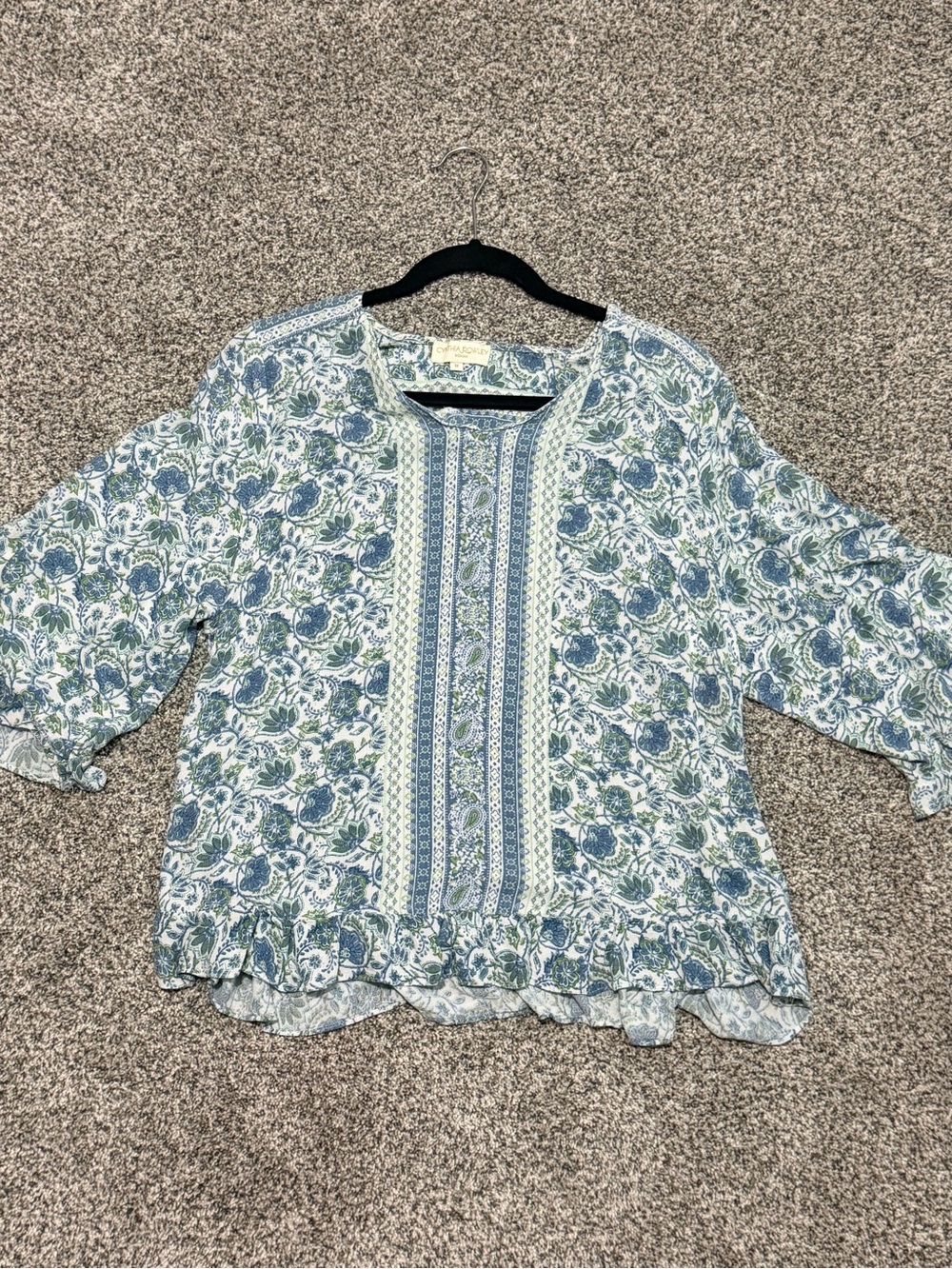 Light Blue Floral Peasant Top - Cynthia Rowley